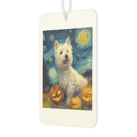 West Highland Terrier Cute Dog Halloween Jack O La Autolufterfrischer