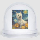 West Highland Terrier Cute Dog Halloween Jack O La Schneekugeln (Vorderseite)