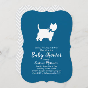 West Highland Terrier Dog Baby Shower Blue Boy Einladung