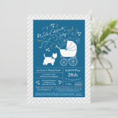 West Highland Terrier Dog Baby Shower Blue Boy Einladung (Stehend Vorderseite)