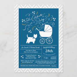 West Highland Terrier Dog Baby Shower Blue Boy Einladung