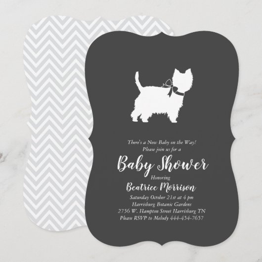 West Highland Terrier Dog Baby Shower Westie Einladung (Vorne/Hinten)