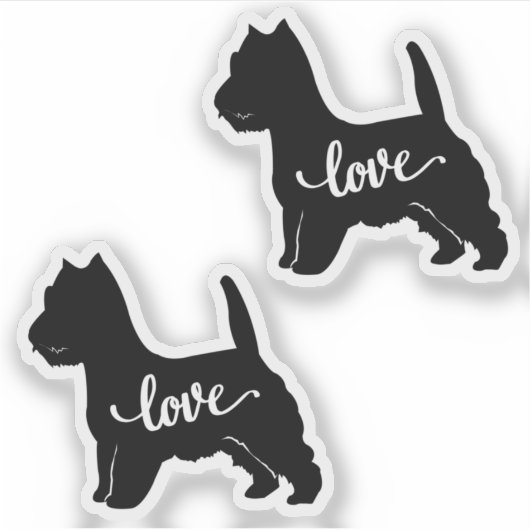 West Highland Terrier Dog Rasse Liebe x2 Vinyl Aufkleber (Vorderseite)