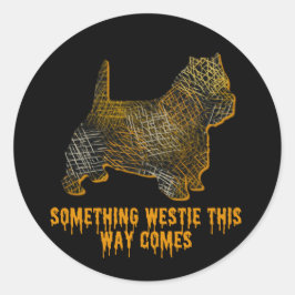 West Highland Terrier Dog Silhouette Fun Halloween Runder Aufkleber