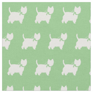 West Highland Terrier Dog Silhouette Sage Green Stoff