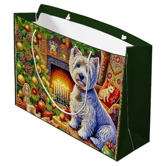 West Highland Terrier  Große Geschenktüte (Rückseite Schrägansicht)