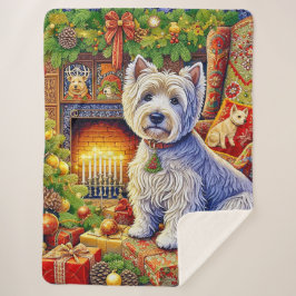 West Highland Terrier Holiday Sherpa Blanket Sherpadecke