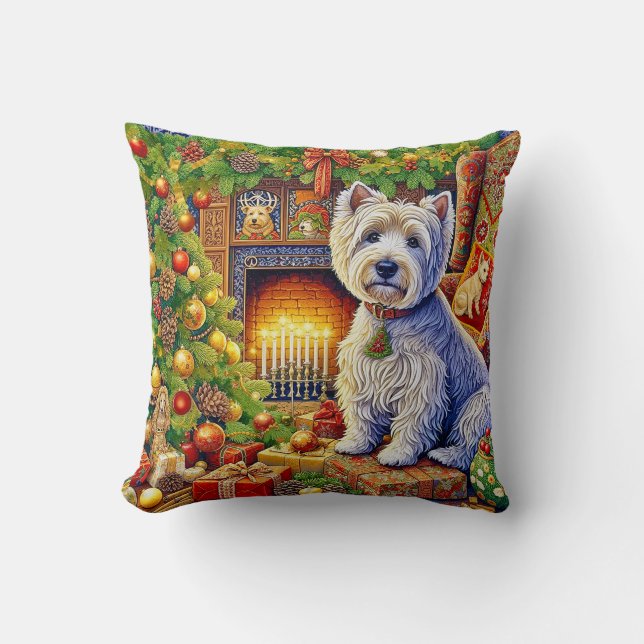 West Highland Terrier Holiday Throw Pillow Kissen (Vorderseite)