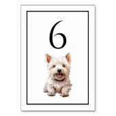 West Highland Terrier Hund Wasserfarbe Tischnummer (Rückseite)