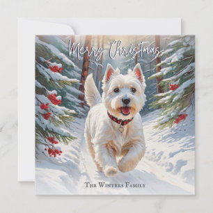 West Highland Terrier Hund Westie im Schnee Weihna Feiertagskarte