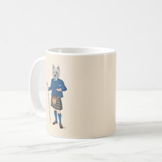 West Highland Terrier in Kilt 2 Kaffeetasse (Vorderseite Links)