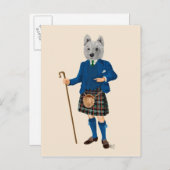 West Highland Terrier in Kilt 2 Postkarte (Vorne/Hinten)