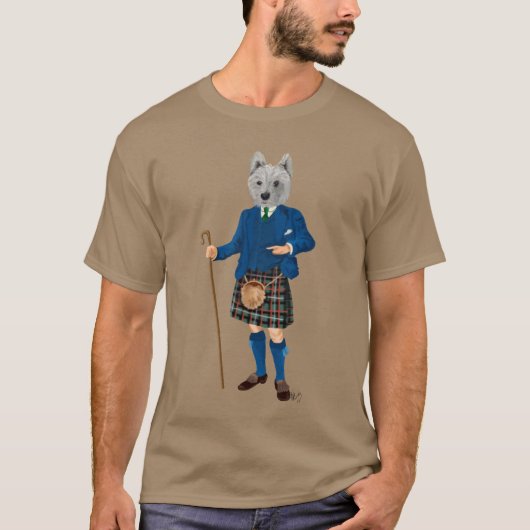 West Highland Terrier in Kilt 2 T-Shirt (Vorderseite)