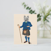 West Highland Terrier in Kilt Postkarte (Stehend Vorderseite)
