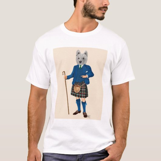 West Highland Terrier in Kilt T-Shirt (Vorderseite)