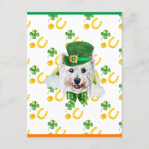 West Highland Terrier Kleeblatt St Patricks Day Feiertagspostkarte