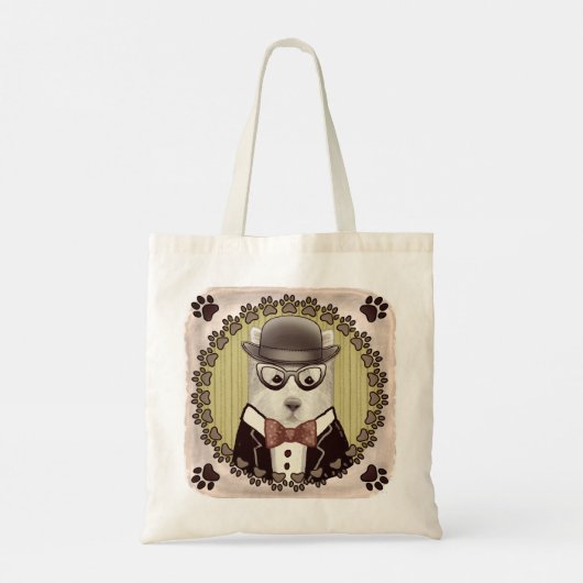 West Highland Terrier mit Brille Tote Bag Tragetasche (Rückseite)