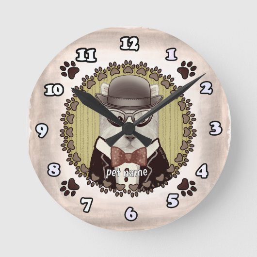 West Highland Terrier mit Brille Uhr (Vorderseite)