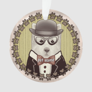 West Highland Terrier mit Brille  Weihnachtsbauman Ornament