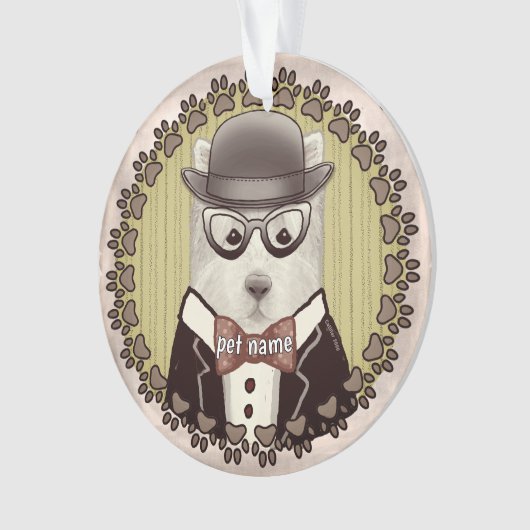 West Highland Terrier mit Brillen Ornament (Vorderseite)