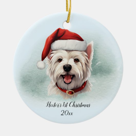 West Highland Terrier Personalisiert Erstes Weihna Keramik Ornament (Vorne)