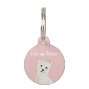 West Highland Terrier Rosarot Mädchenhaft Haustiermarke