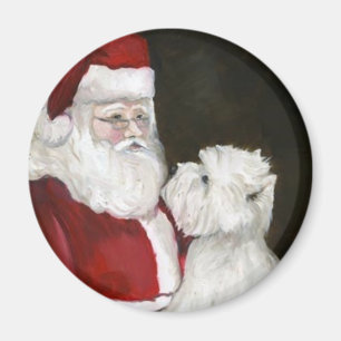 "West Highland Terrier & Santa" Dog Art Magnet