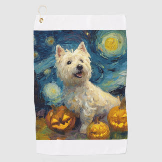 West Highland Terrier Süßer Hund Halloween Jack O Golfhandtuch
