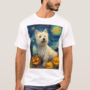 West Highland Terrier Süßer Hund Halloween Jack O  T-Shirt