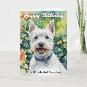 West Highland Terrier Watercolor Grandma Birthday Karte