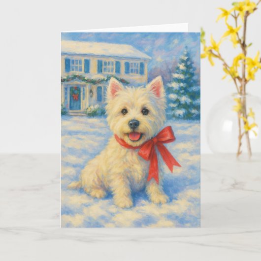 West Highland Terrier Weihnachtskarte Karte (Gelbe Blume)