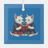 West Highland Terriers Burns Night Reading Poetry Ornament Aus Glas (Vorderseite)