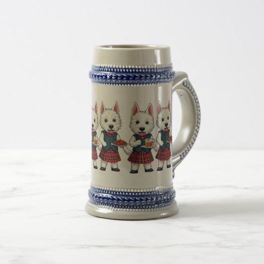 West Highland Terriers Burns Night With Dram Bierglas (VorderseiteRechts)