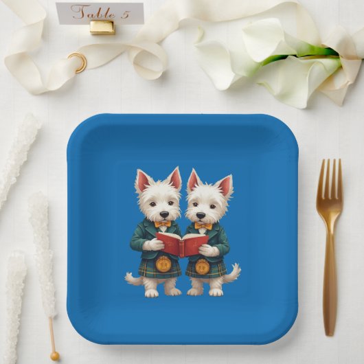 West Highland Terriers Burns Supper Reading Poetry Pappteller (Hochzeit)