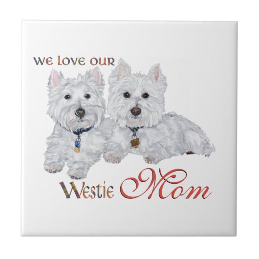 West Highland Terriers Muttertag Fliese (Vorderseite)
