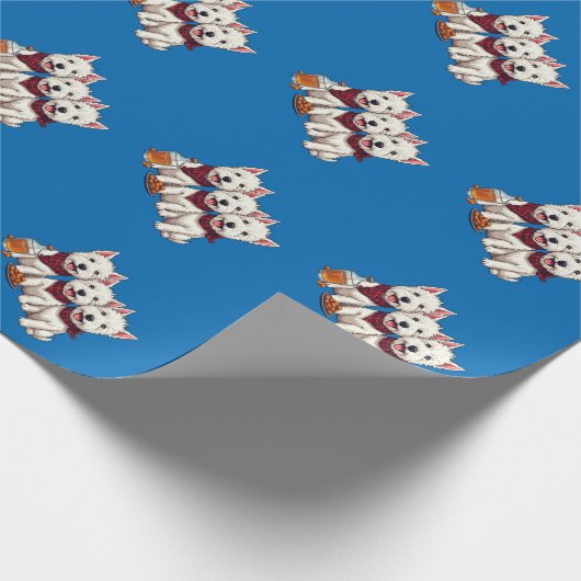 West Highland Terriers, schottisches Halstuch  Geschenkpapier (Ecke)