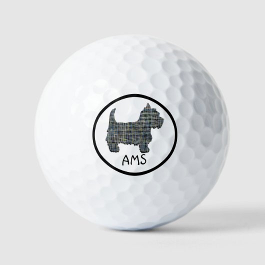 West Highland Westie Dog Silhouette Monogram Grid Golfball (Vorderseite)