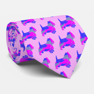 West Highland Westie Terrier Pink Silhouette Pink Krawatte