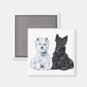 West Highland White & Scottish Terriers Magnet (Vorderseite/Rückseite)
