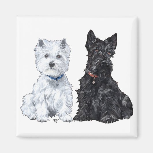 West Highland White & Scottish Terriers Magnet (Vorne)
