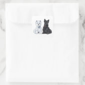 West Highland White & Scottish Terriers Quadratischer Aufkleber (Tasche)