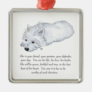 West Highland White Terrier Andenken Silbernes Ornament