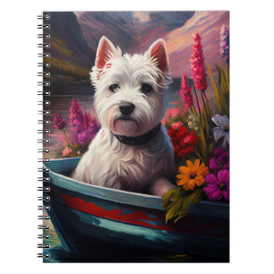 West Highland White Terrier auf Boot Notizblock