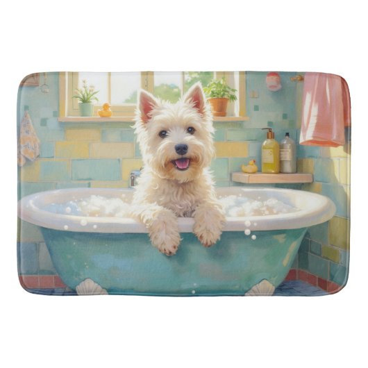 West Highland White Terrier Badezeit Süß Badematte (Vorderseite)