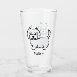 West Highland White Terrier Cartoon Dog & Name Glas