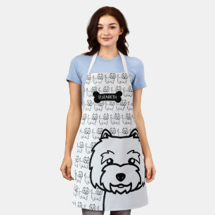 West Highland White Terrier Cartoon Dog & Name Schürze
