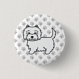 West Highland White Terrier Cartoon Hund & Pfoten Button