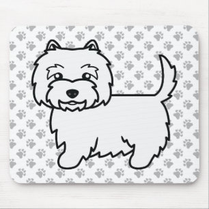 West Highland White Terrier Cartoon Hund & Pfoten Mousepad