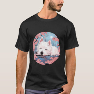 West Highland White Terrier Cherry Blossom Funny D T-Shirt