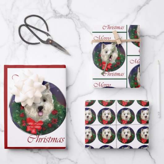 West Highland White Terrier Christmas Geschenkpapier Set (Vorderseite)